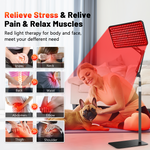 Red light therapy lamp targeting multiple body areas - knees, neck, back, waist, shoulders, thighs, elbows, abdomen