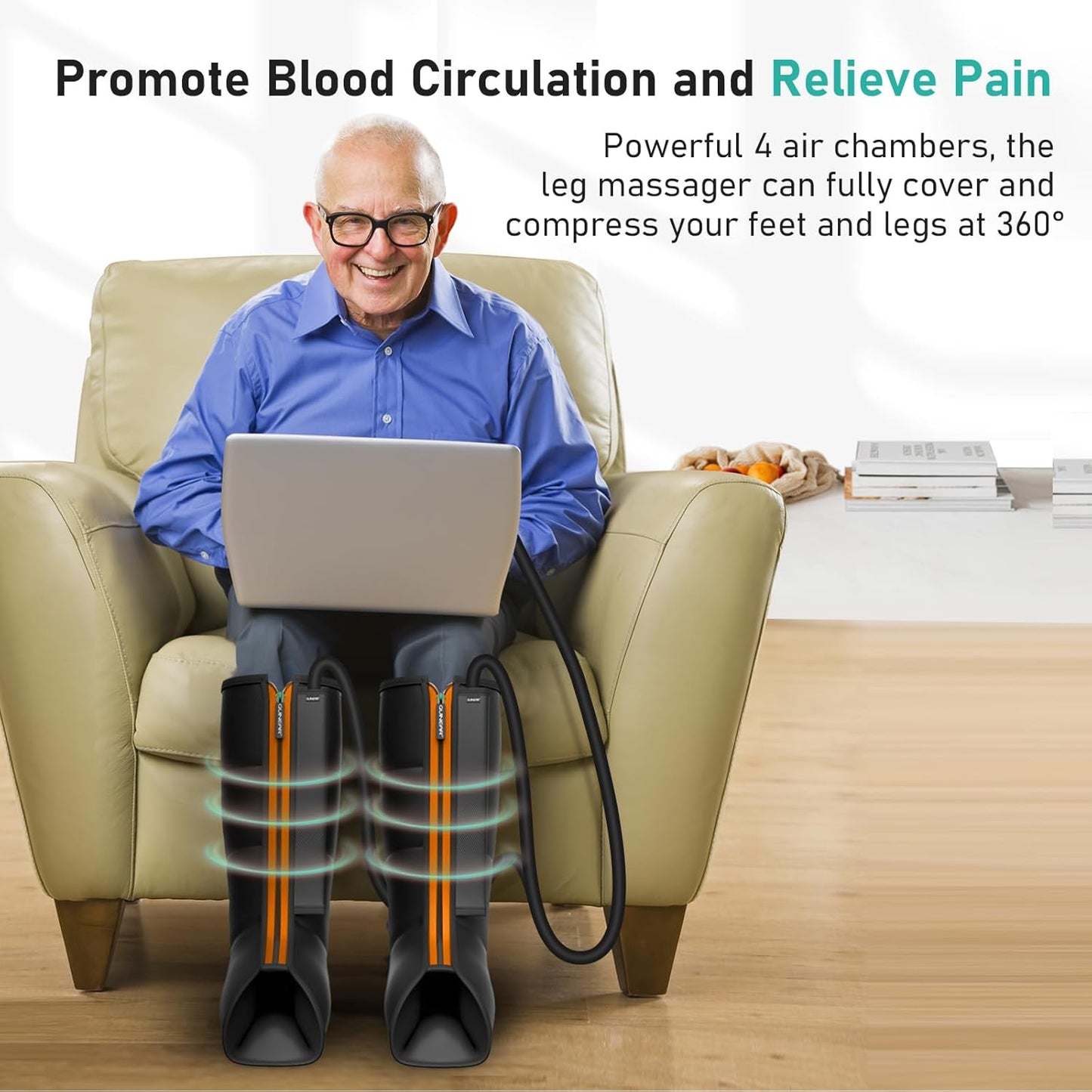 QUINEAR leg massager promoting blood circulation and pain relief - lifestyle use