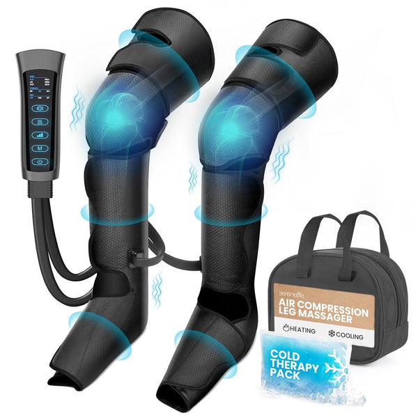 SereneLife Full Leg Air Compression Massager complete kit - boots, controller, ice pack, storage bag