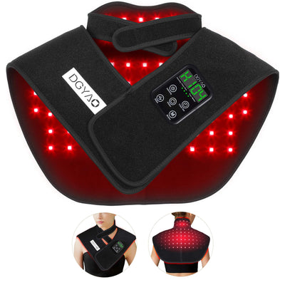 DGYAO RC2 Cordless Red Light Therapy Wrap for Neck and Shoulders - product with controller, charger, and carrying accessories