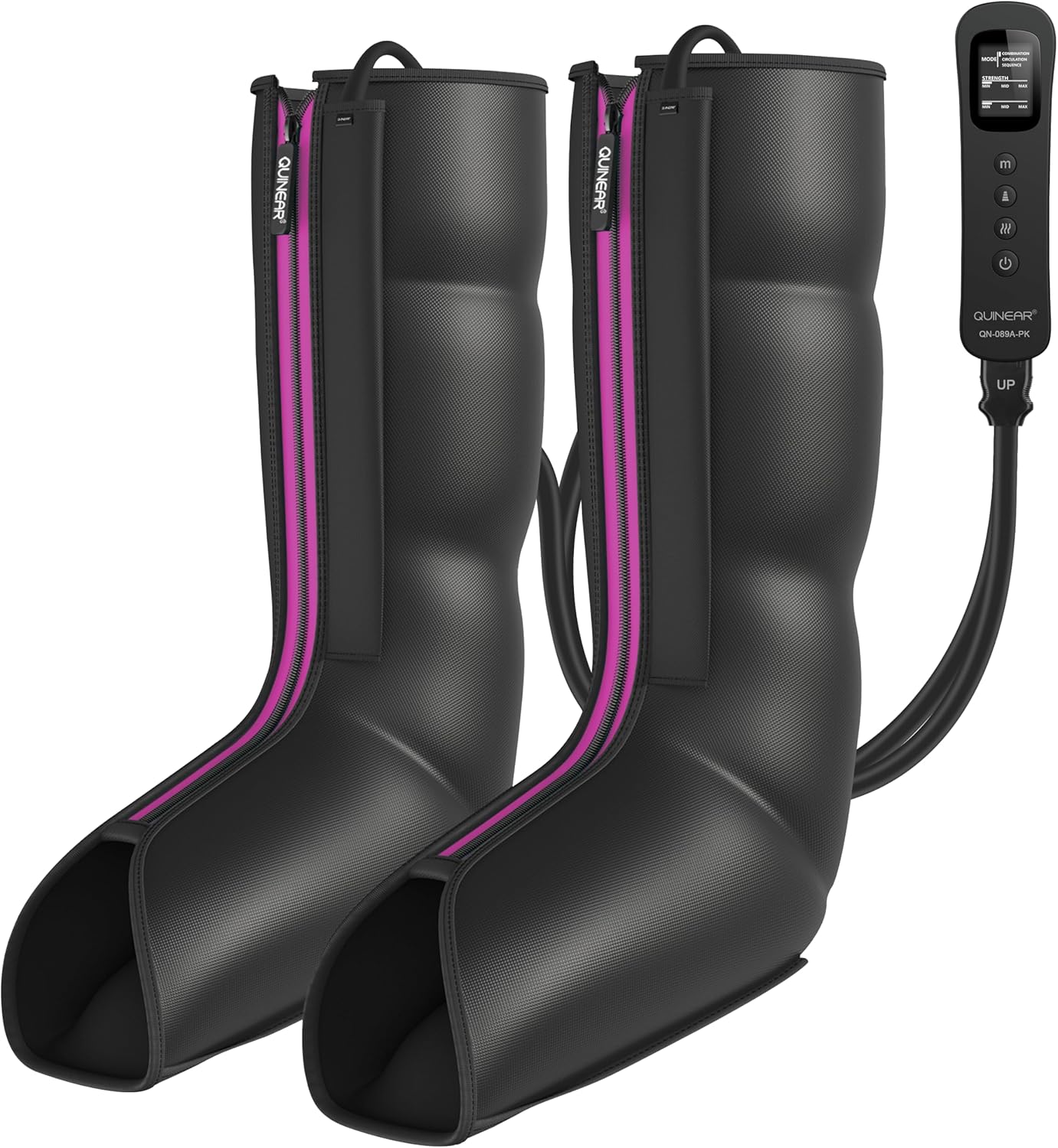 QUINEAR leg massager pink variant - compression boots for foot and calf recovery