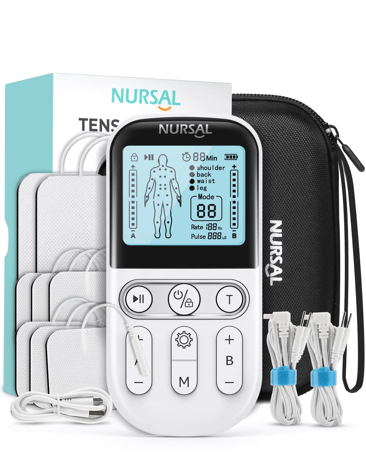 NURSAL 3-in-1 TENS Unit Muscle Stimulator